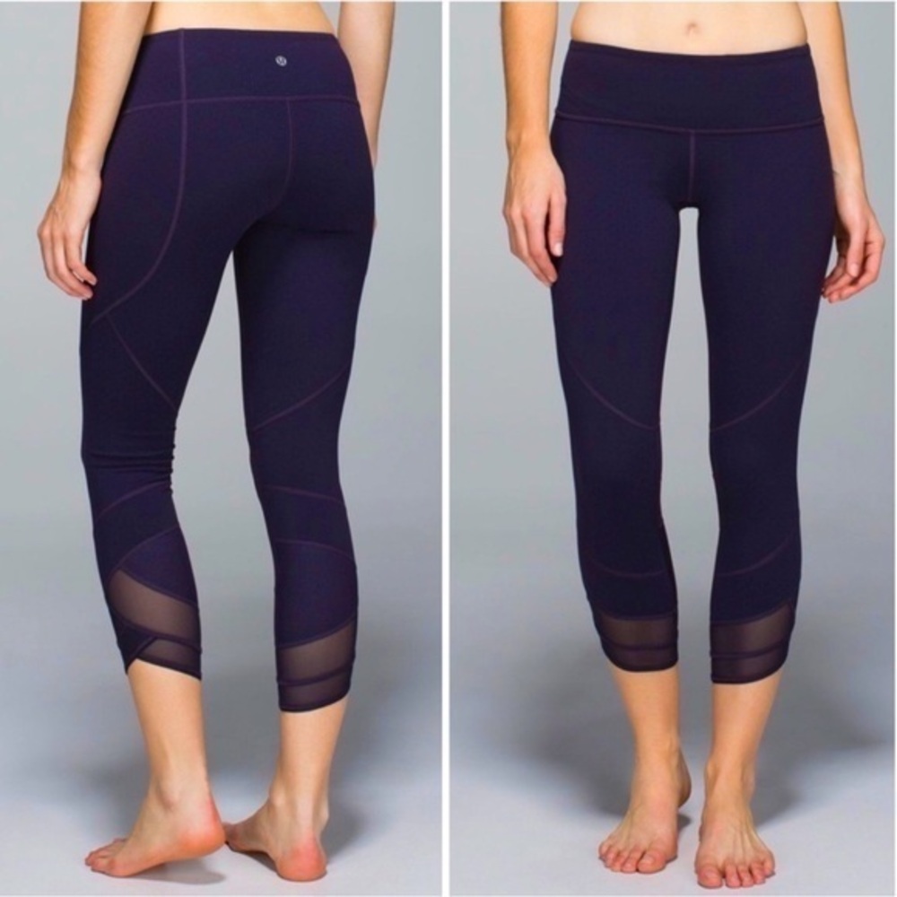 Lululemon Emerge Renewed Crop *Full-On Luon Shine Dot Black Grape 6